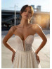 Strapless Glitter Lace Tulle Modern Wedding Dress